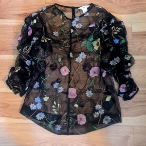 Sheer Embroidered Blouse